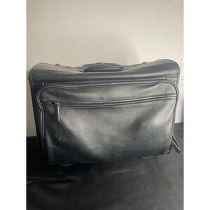 Royce New York Black Leather Rolling Pilot Case Briefcase Combination Lock Bag
